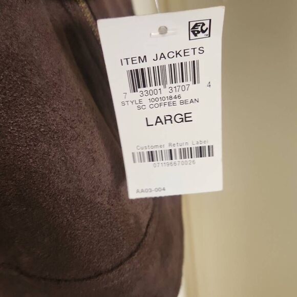 Style &  Co. Faux Suede Dark Coffee Bean Brown Moto Jacket, L, NWT - Picture 4 of 7
